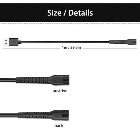 Replacement USB Charger Cord for Wahl Clipper, Charging Cable for Wahl 8164/8591/8148/8504/8171/8173/1919, Magic Senior