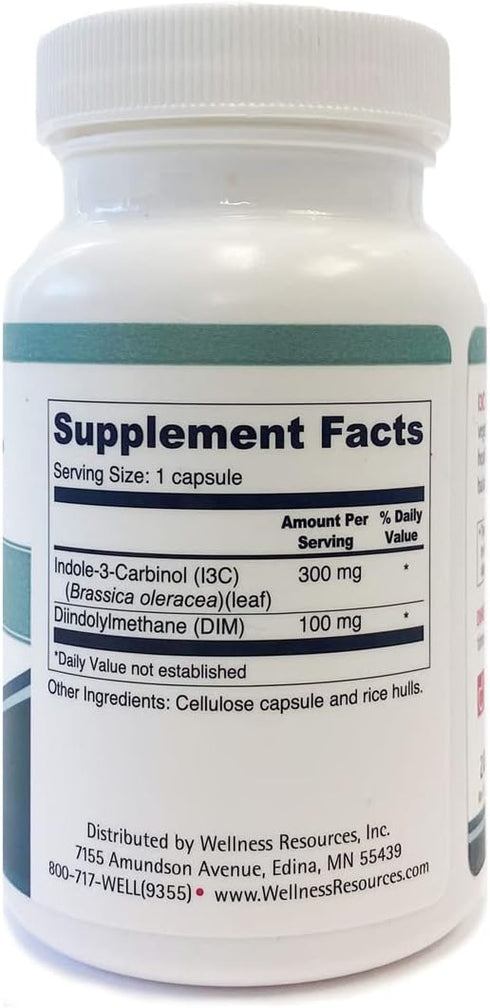 Wellness Resources I3C + DIM - 60 Capsules, Healthy Estrogen Metabolism & Detoxification Supplement