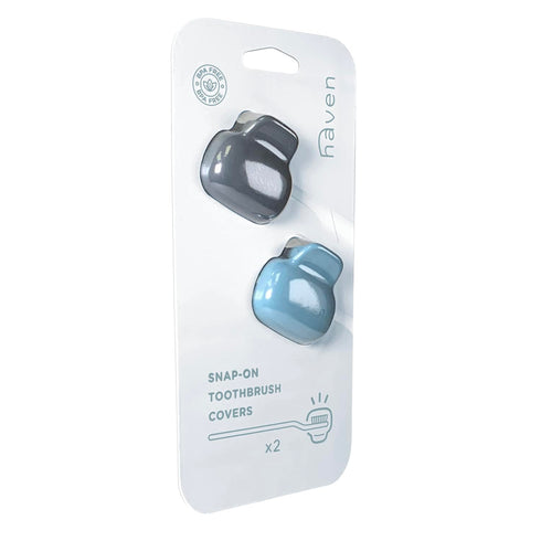 Haven Toothbrush Cover - Pack of 2, Fits Most Adults' & Kids' Electric & Standard Toothbrushes, Blue & Charcoal
