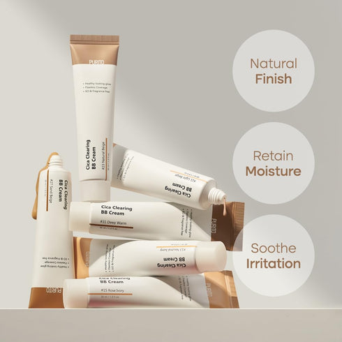 PURITO Cica Clearing BB Cream #21 Light Beige, 1 fl.oz / 30ml, Vegan Tinted BB Cream