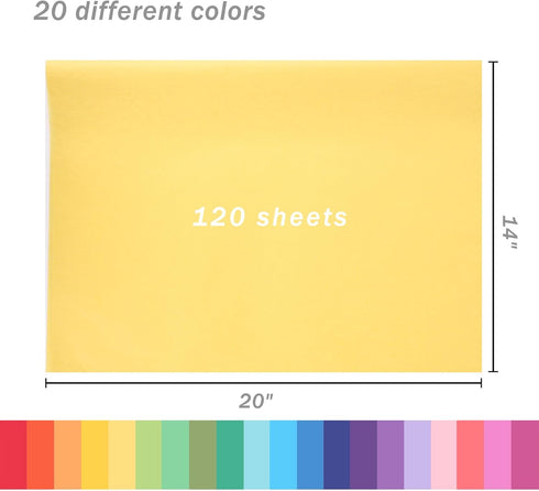 3 otters 120 Sheets Tissue Paper for Gift Bags, Colorful Gift Wrapping Tissue Paper 20x14 Inch Art Craft Paper for Wedding Birthday Party 20 Assorted Colors by 3 otters