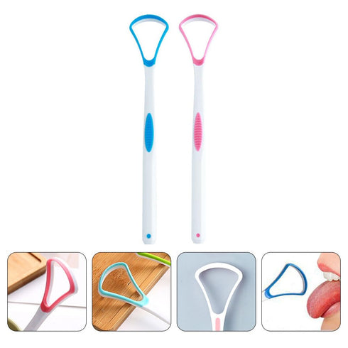 2pcs Tongue Cleaner Scraper Oral Brush for Adult Tongue Cleaning, TPR Adult Tongue Scraping Tools