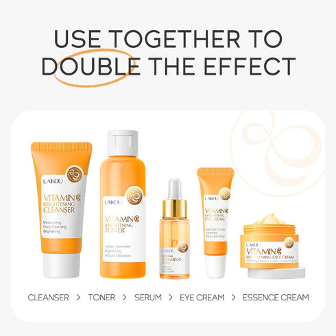5Pcs Skincare Gift Set for Teenage Girls, Vitamin C Face Skin Care Kit with Cleanser, Toner, Serum, Eye Cream