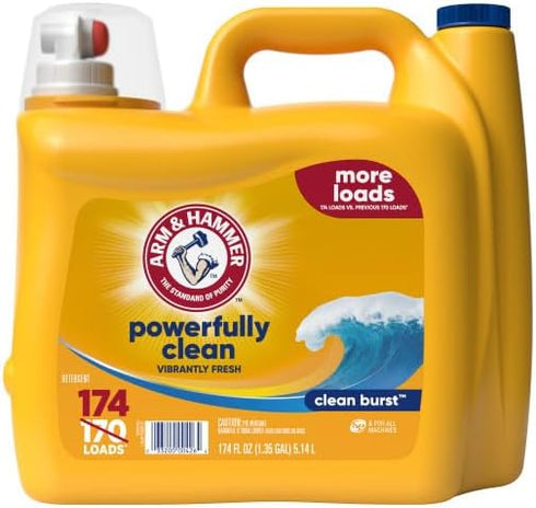 ARM & HAMMER Liquid Laundry Detergent, Clean Burst Fresh, 174 fl oz,