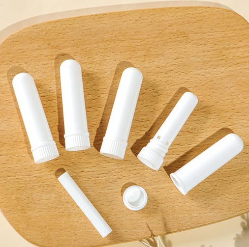 HLLMX 6 PCS Essential Oil Aromatherapy Inhaler, Refillable Nasal Inhaler Blanks with Unscented Wicks for Congestion