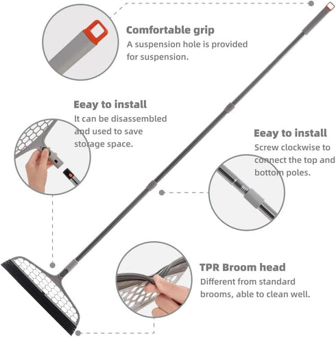 PLLITH 4 1 Upgraded Magic Broom, in Sweeper Pet Hair Remover with a Mini Squeegee, Easily Cleans The Floor Surface