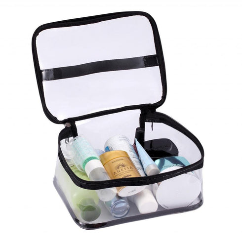 Louise Maelys Portable Clear Makeup Bag - Waterproof Zipper Travel Storage Pouch with Handle