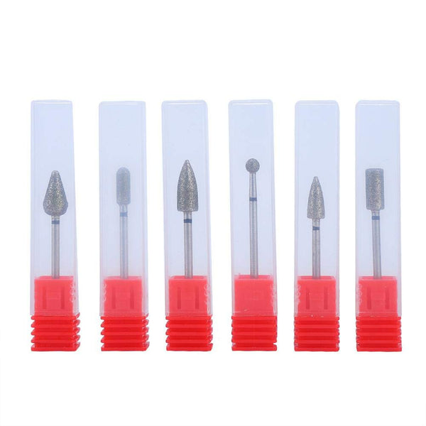 Nail Drill Bits Set, 6 pcs Nail Grinding Sanding Bit Set for Electric Drill Manicure Machine