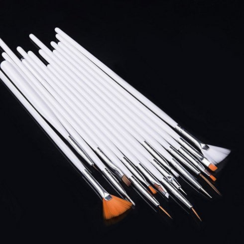 Yimart Pack of 20 Nail Art and Gel Acrylic Drawing Brush Set with Dotting Pen Tools