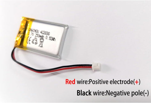 3.7V 250mAh 402030 Rechargeable Lithium Polymer Replacement Battery for DIY 3.7-5V Electronic Product, Bluetooth Headset, Watch 2-Pack
