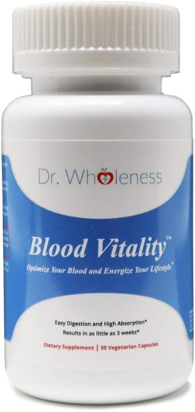 Dr. Wholeness Blood Vitality - Daily Iron Supplement & Multivitamin, Boost Ferritin & Energy, 30 Caps