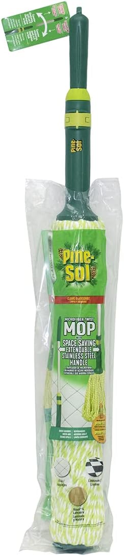 Pine-Sol Microfiber Self Wringing Mop – Easy Squeeze Twist Design for Wet Mopping | Extendable Metal Handle, Household