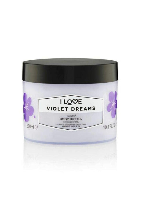 I Love Violet Dreams Scented Body Butter - Hydrating Body Butter for Dry Skin - Vitamin E and Aloe Vera - Shea Butter and Coconut Oil - 10.1 oz
