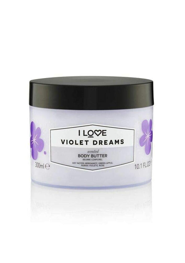 I Love Violet Dreams Scented Body Butter - Hydrating Body Butter for Dry Skin - Vitamin E and Aloe Vera - Shea Butter and Coconut Oil - 10.1 oz