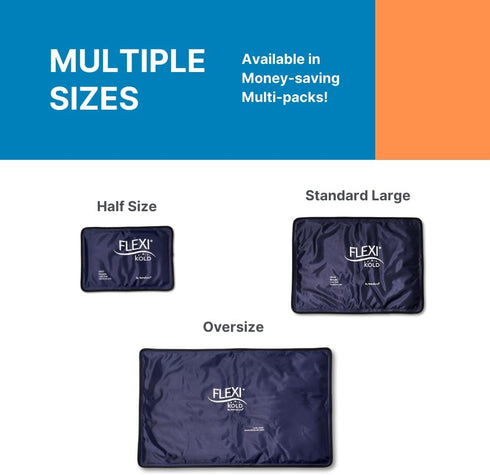 2 FlexiKold Gel Ice Packs (Standard Large: 10.5" x 14.5") for Injuries, Reusable, Back Pain Relief - 2PK