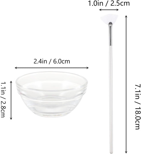 Ipetboom Face Mask Mixing Bowl Set, Facial Mask Mixing Tool Kit with Clear Glass Facial Mask Bowl Stick Spatula Face Mask Brush by Ipetboom