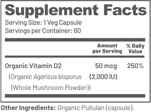 Organic Vegan Whole Food Vitamin D2, 2000 IU (50 mcg) (1)