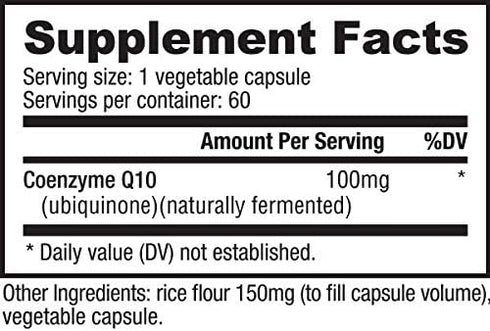 NutraBio CoQ10 Dietary Supplement, Healthy Heart Function & Cellular Energy Production, 100mg - 60 Capsules