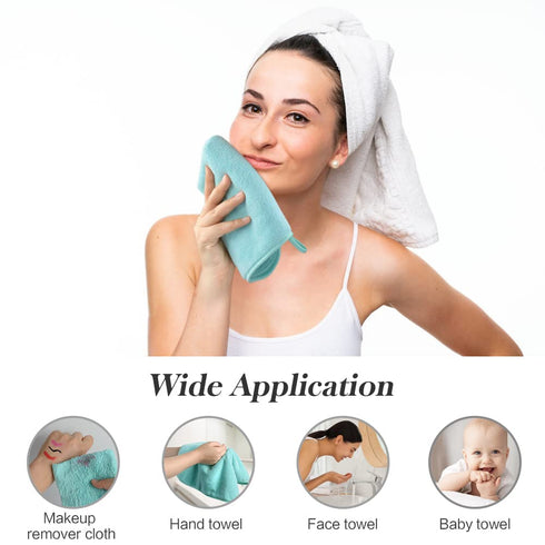 SINLAND 6 Pack Microfiber Face Cloths, Reusable Makeup Remover Washcloths, 13 x 13 Inch, Light Blue