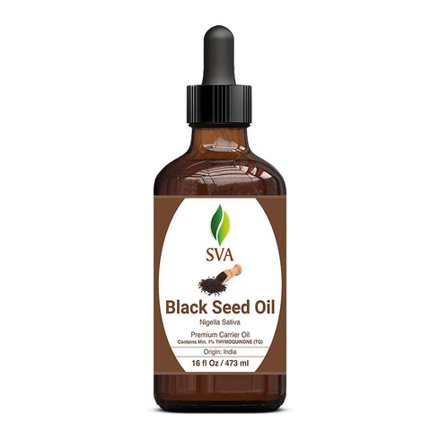 SVA Black Seed Oil - 4 Fl Oz, 100% Natural Cold Pressed for Face, Skin, Hair Care, with Dropper