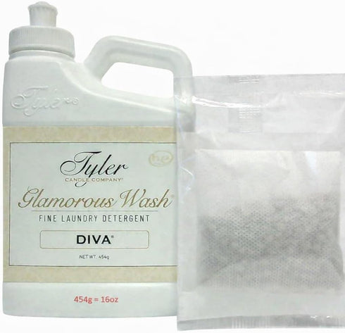 TYLER CANDLE COMPANY Glam Wash Laundry Detergent, Diva 16 Fl Oz/with Glamorous Sachet Single Pouch