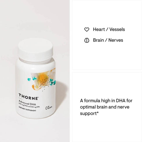 THORNE Advanced DHA, 60 gelcaps, 650 mg DHA and 200 mg EPA, Supports Healthy Brain Aging