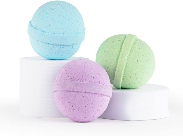 SpaRoom Soothe and Relax Handmade Natural Essential Oil Aromatherapy Bath Bombs, Set of 3, Lavender, Eucalyptus,
