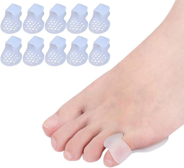 10 Pinky Toe Cushion Splints, Gel Toe Separators & Straightener for Blisters, Corn, Pain Relief