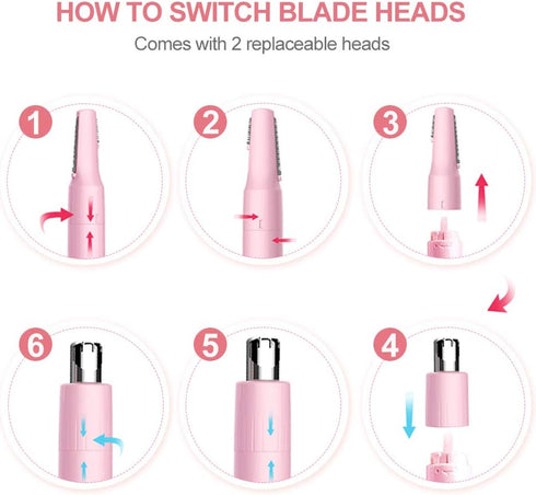 TOUCHBeauty Hair Trimmer for Face, Eyebrow, Nose, Ear, Body Hair Trimming, Battery Powered TB-1458
