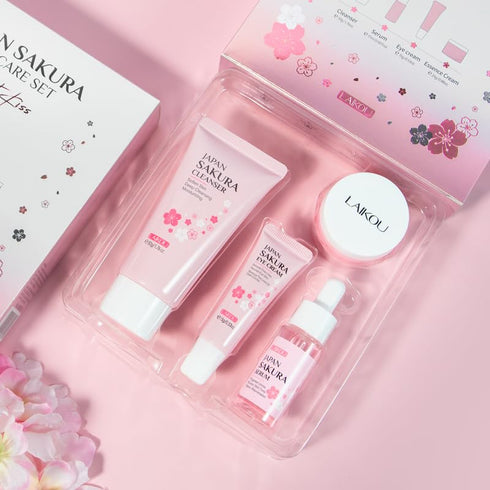 Skin Care Set JAPAN SAKURA: Beauty Gift Sets with Cleanser, Serum, Eye Cream, Face Cream Travel Kit for Women