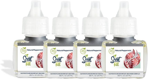 Scent Fill 100% Natural Peppermint Plug in Air Freshener - 4 Scented Oil Refills