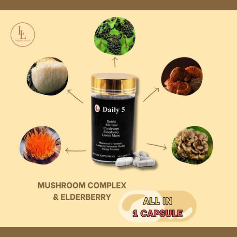 Daily 5 with All Purposes Antioxidants Dietary Supplement | The Pharmacist's Formulation Mushroom Complex