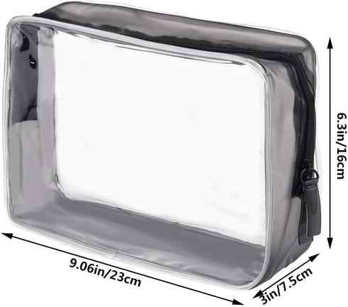 5 Packs Clear Cosmetics Bag TSA Approved, PVC Zippered Toiletry Carry Pouch Portable Makeup Bag for Vacation Travel, Bathroom and Organizing Waterproof Makeup Vinyl Case (Large, Transparent)