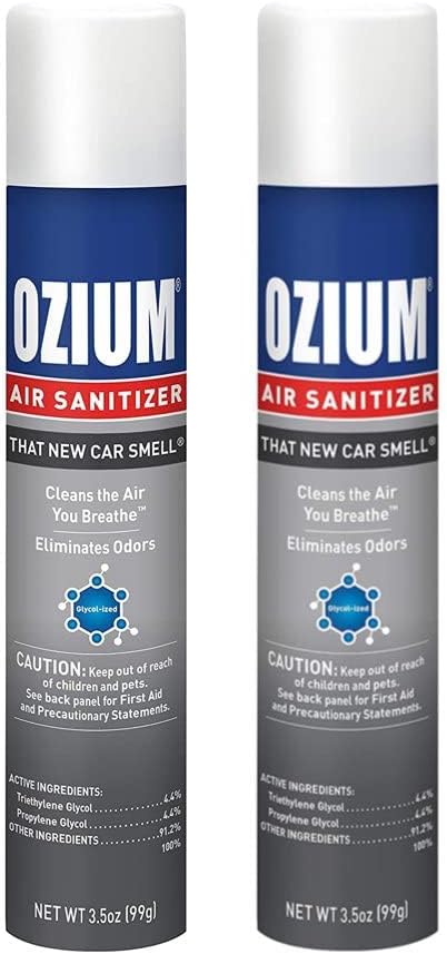 Ozium 3.5oz Air Sanitizer Spray & Odor Eliminator for Homes, Cars, Offices - New Car Smell (Pack of 2)