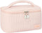 Makeup Bag, Travel Cosmetic Case with Brush Organizer, Double-way Zipper Beauty Bag for Skincare Products (Pink)