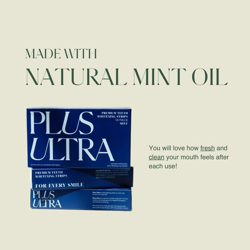 PLUS ULTRA Premium Teeth Whitening Strips, Eco-Friendly Vegan Stain Remover, Mint, 28 Strips (14-Day Treatment)