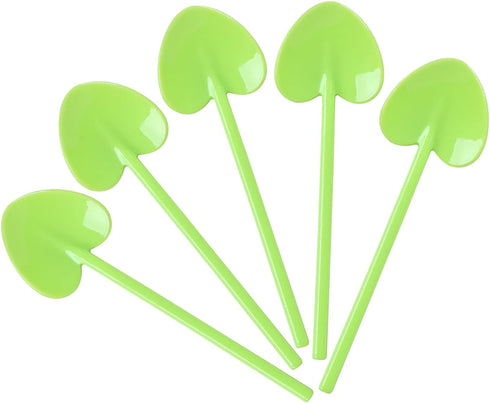 100 Piece Green Plastic Disposable Tasting Spoons, 4.1 Inch Dessert Spoon for Ice Cream, Pudding, and Tasting