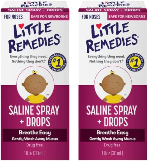 Little Remedies Saline Spray Drops, 1 Fl Oz, Pack of 2, Little Noses