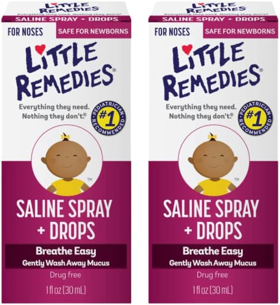 Little Remedies Saline Spray Drops, 1 Fl Oz, Pack of 2, Little Noses