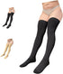 Ziperior Closed Toe Thigh High 15-20 mmHg Compression Wide Leg Inside Zipper