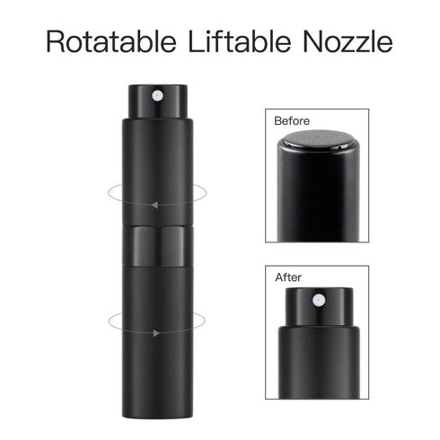 Lisapack 8ML Atomizer Perfume Spray Bottle for Travel, Empty Refillable Cologne Dispenser (Matte Black)
