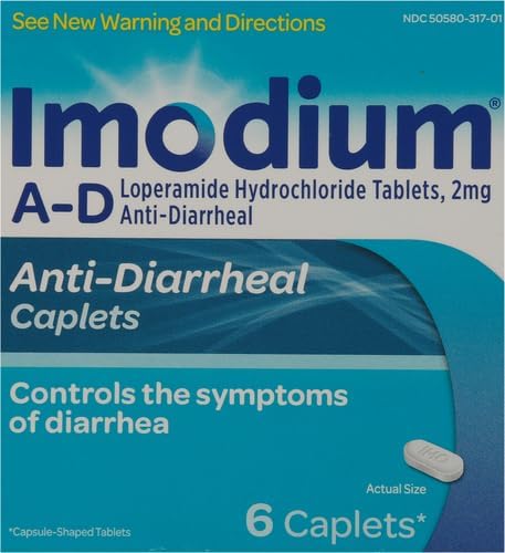Imodium AD Diarrhea Relief Caplets - Loperamide Hydrochloride Anti-Diarrheal Medicine, 6 Count