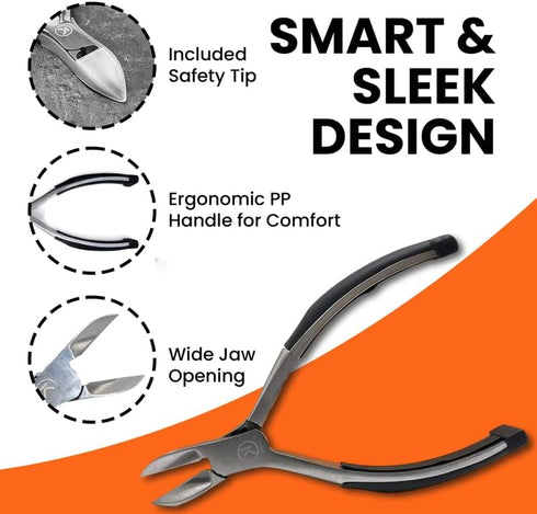 Kohm Toenail Clippers with Soft Rubber Handle for Easy Use & Precision Cutting, Thick, Fungal & Ingrown Nail Cutter