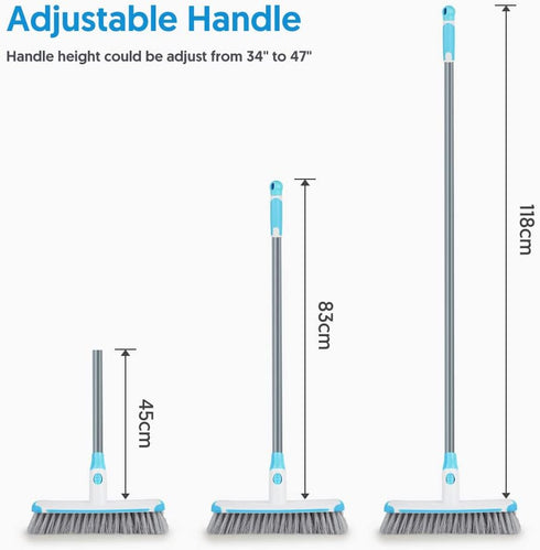 Scrub Brush Floor Brush with Long Handle, 2 in 1 Deck Brush Floor Scrubber for Bathroom, Kitchen, Tub, Carpet