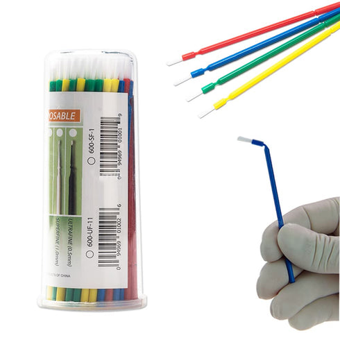 SNAWOP Dental Micro Applicator, 100PCS Disposable Brushes, 4 Colors for Teeth Whitening and Cleaning