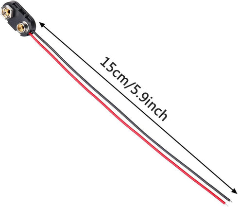 YUTOKEER 9V 15cm 5Pcs Battery Clip Connector Tinned Wire Leads Black Red I Type Battery snap Clip Connector