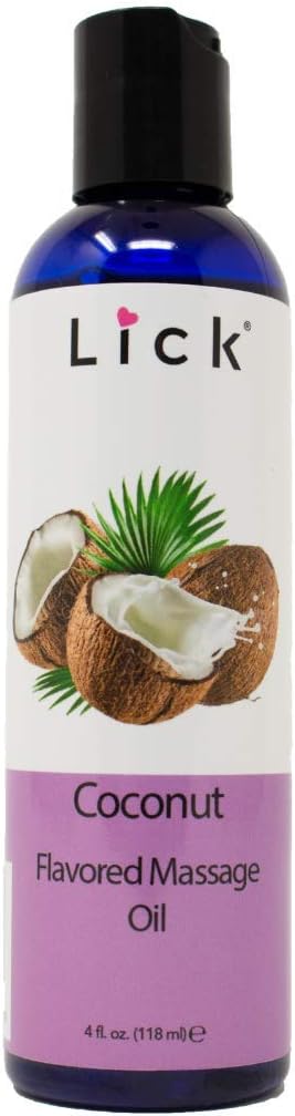 Coconut Flavored Massage Oil for Couples – Edible Massaging Lotion with Vitamin E, Sweet Almond and Coconut Oil, Non