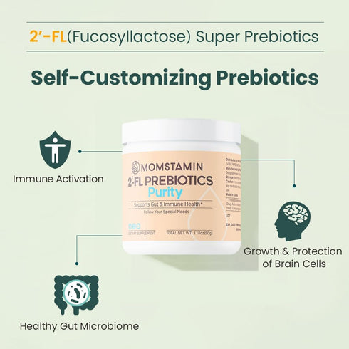 MOMSTAMIN 2'-FL Prebiotics Purity Powder for Women, Men: Immune Support, Boosts Healthy Gut Microbiome, Digestive