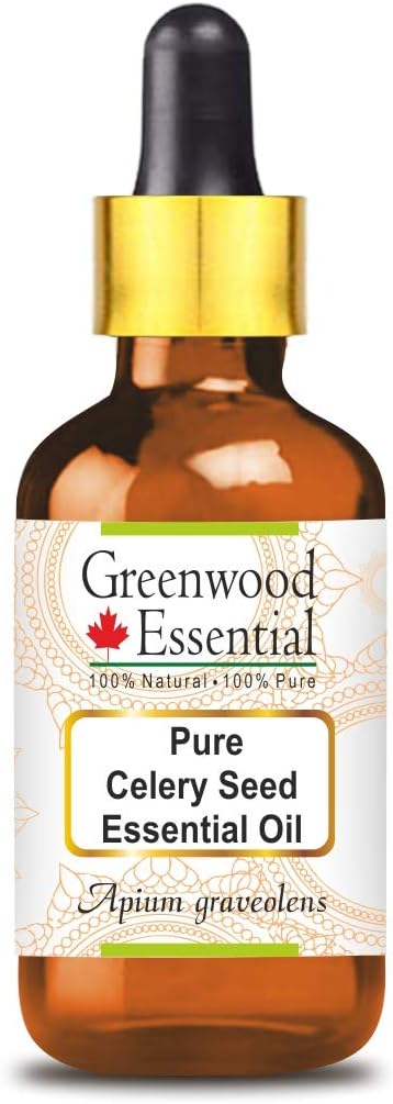 Pure Celery Seed Essential Oil (Apium graveolens) with Glass Dropper, Steam Distilled, 30ml (1.01 oz)