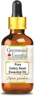 Pure Celery Seed Essential Oil (Apium graveolens) with Glass Dropper, Steam Distilled, 30ml (1.01 oz)